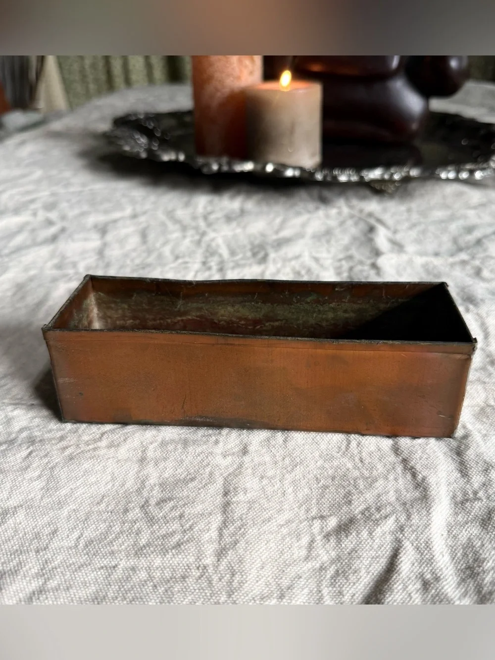 Vintage Copper Rectangular Succulent Planter